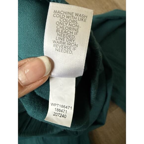 J Jill Linen Wide Leg Crop Pants Women’s Green Teal Color Linen Blend Size Large - Picture 8 of 9